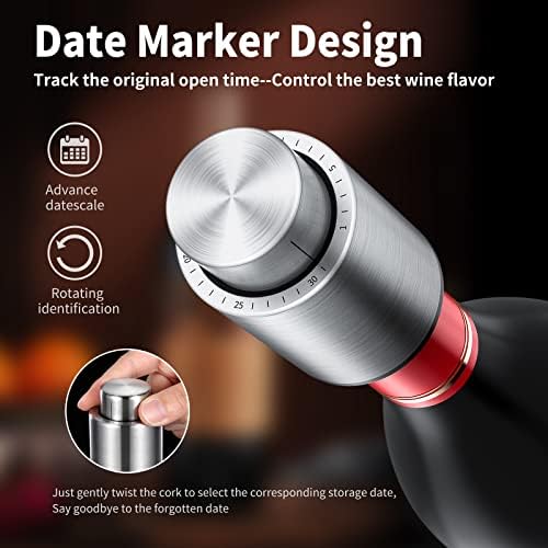 Wine Bottle Stoppers,2-in-1 Vacuum Wine Stopper,Stainless Steel Wine