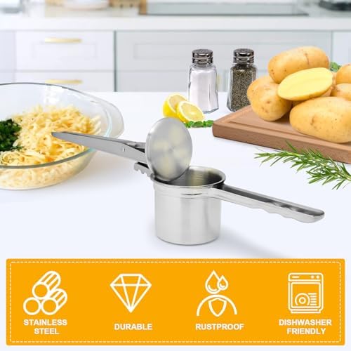 Potato Ricer 15oz, Heavy Duty Stainless Steel Potato Masher and Ricer