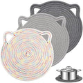 12" Pure Cotton Trivets Set with 0.35" Thick (3 Pcs, Grey)