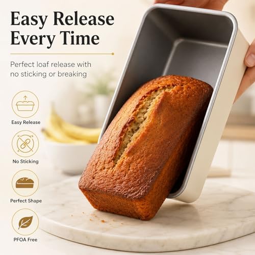 2 Pack 9x5 Inch Loaf Pan, Heavy Duty Nonstick Bread Pans for Baking