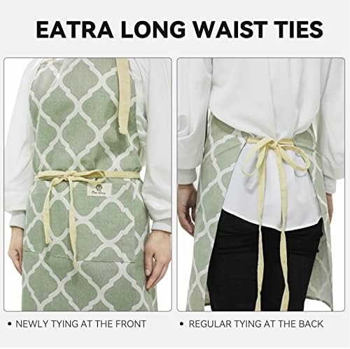 2 Pieces Aprons for Women with Pockets, Cotton Linen Waterproof