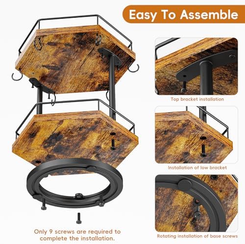 KLM 2 Tier Coffee Bar Organizer, Countertop Station Shelf Home Office.