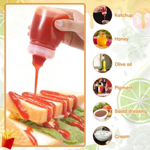 6 Pack Condiment Squeeze Bottles, Portable Sauce Bottles