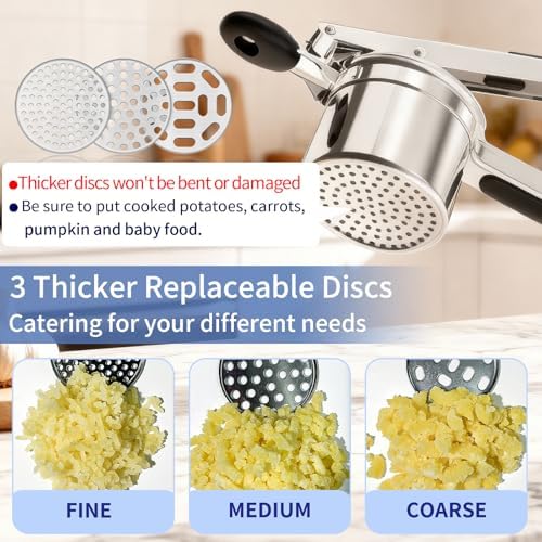 SPEENSUN Heavy Duty Potato Ricer, 3 Interchangeable Discs, Stainless