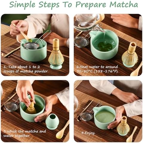 Matcha Whisk 5 Set,Tea Tools For Ceremony(Green)