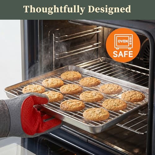 Stainless Steel Baking Sheet, Rack and Mat Set, 16 x 12 x 1 Inch