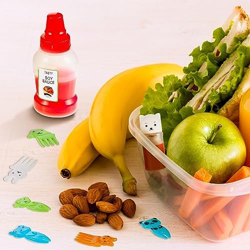 26 Pcs Lunch Bento Soy Sauce Case Containers, 5 Mini Condiment Squeeze