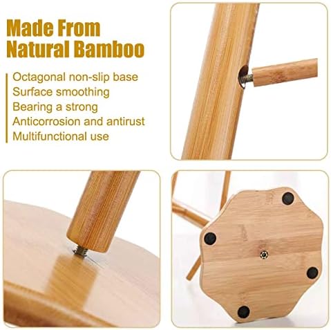 Bamboo Countertop Mug Tree Stand with 6 Hooks, Octagon Base Coffee Cup