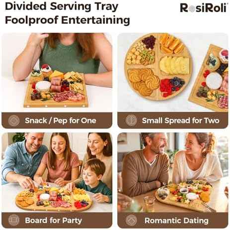 Magnetic Bamboo Charcuterie Board Set, 3-Piece Serving Tray