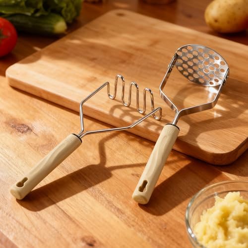 Potato Masher Stainless Steel, 2pcs Heavy Duty Mashed Potato Mashers