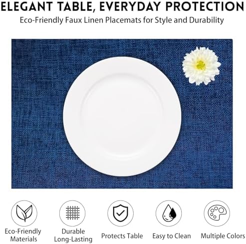 Niviy Placemats, Linen Placemats Set of 4, 12x18 Inch Heat Resistant