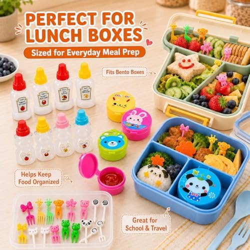 72 Pack Lunch Box Accessories, Including Mini Ketchup Bottle Bear