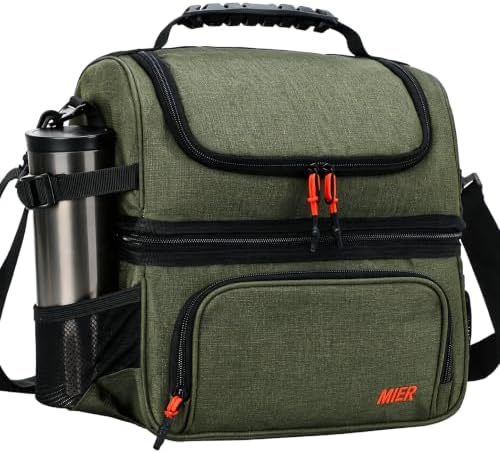 MIER Lunch Box for Men Dual Compartment Adult Lunch Bag for Work Army