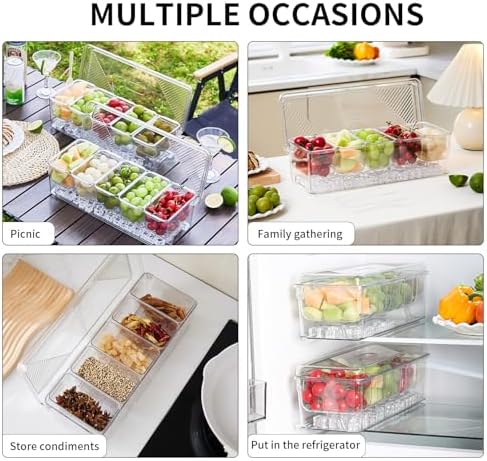 Ice Chilled Condiment Caddy,Stackable Chilled Condiment