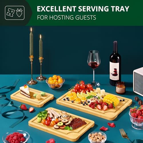 3-Piece Bamboo Cutting Board Set - Heavy Duty Butcher Block with Deep