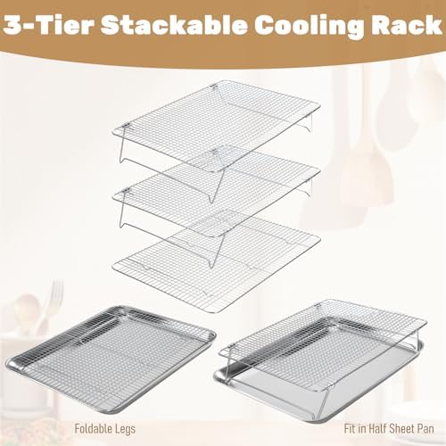 Stainless Steel Stackable Cooling Rack for Baking, 3-Tier Cooling Rack