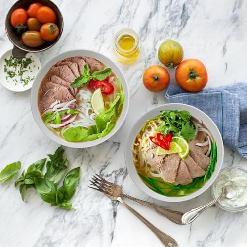 40 oz Large Soup, Ramen, Pho, Noodle, and Salad Bowl Set of 4, 7 in