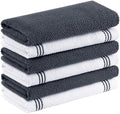 Homaxy Dual Design Cotton Kitchen Towels(16" x 26", 6 Pack), Dark Grey
