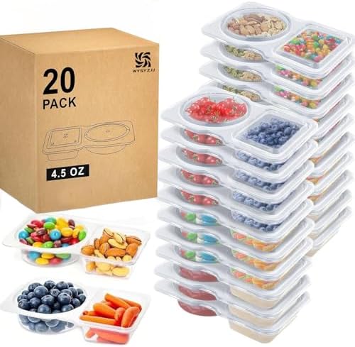 Reusable Snack Containers With Lids,2 Compartment Snackle Box
