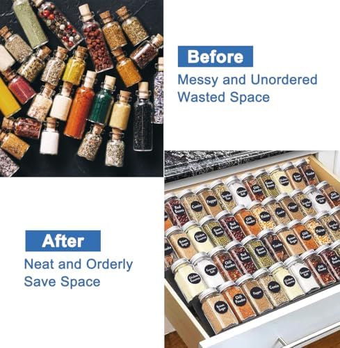 Spice Drawer Rack Organizer Insert for Kitchen Cabinet, Pack of 9