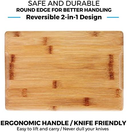 Bamboo Cutting Boards for Kitchen with Juice Groove [Set of 2] Wood