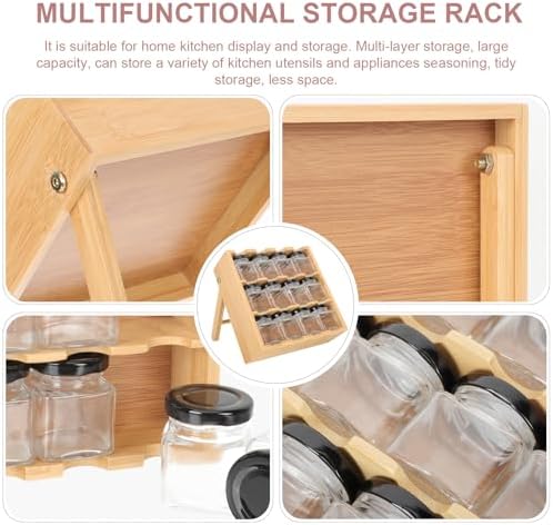 CALLARON 3-Tier Drawer Spice Rack Wooden Drawer Spice Organizer with