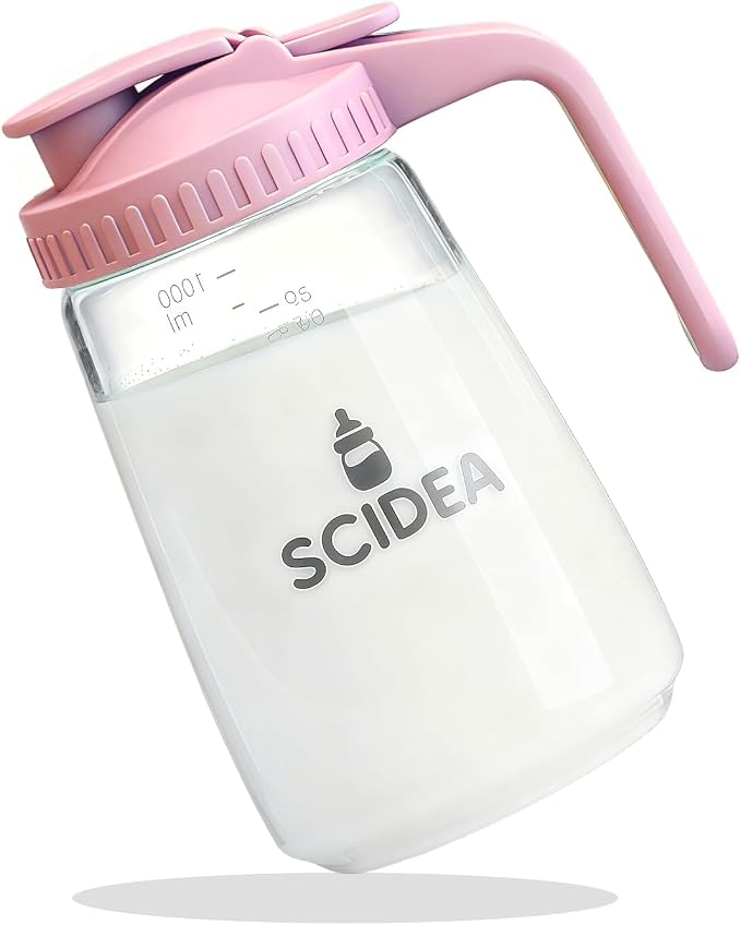 32oz Glass Pitcher with Lid, Heat & Cold Resistant, Leak-Proof Wide-Mouth Milk by Scidea