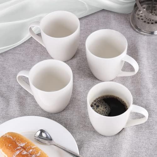 Mfacoy White Coffee Mugs Set of 4, 16 Ounce Mug with Handles, Ceramic