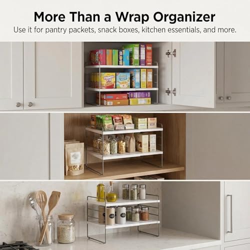 YAN & HIN 2 Pack Expandable Cabinet Organizer Shelf, 3-Tier Kitchen