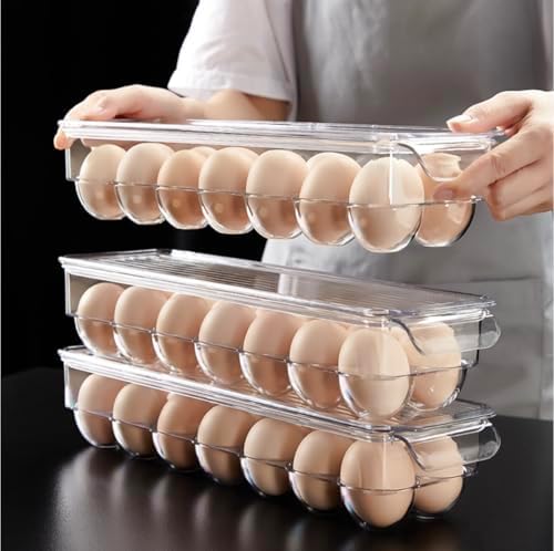 Egg Holder for Fridge with Lid, 28 Eggs, Pack of 2
