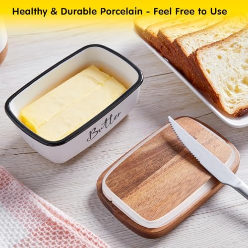 Butter Dish with Lid, ALELION Large Ceramic Butter Dish for