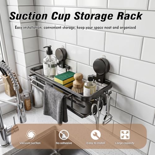 4-in-1 Sink Caddy Sponge Holder wih Strong Suction Cup, Multi-use