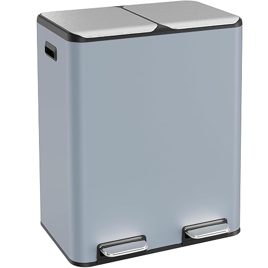ComfyCorner 16 Gal Dual Trash Can, Stainless Steel Kitchen Garbage Bin by ComfyCorner