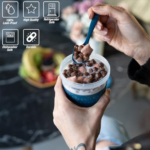 4 Pack Reusable On The Go Yogurt Parfait Cups, Breakfast Plastic