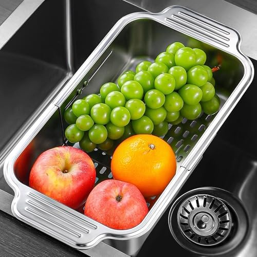Expandable Colander Over The Sink Telescopic Filtering Washing