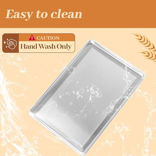 6 Pack Perforated Half Size Aluminum Baking Sheet Pans, 18"x13"
