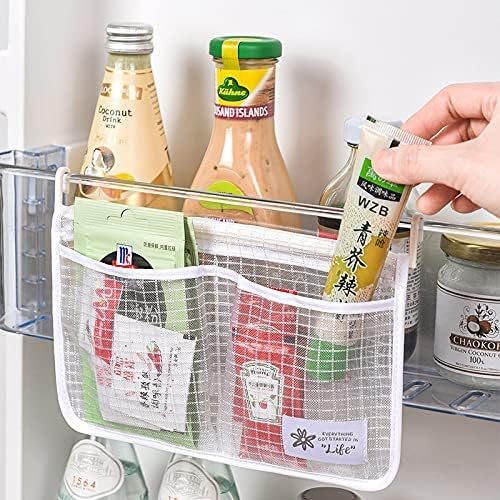 3PCS Refrigerator Door Organizer Set, Fridge Hanging Mesh Bag for
