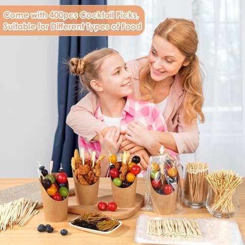 400PCS Cocktail Picks, Sublaga 4.7" Eco-friendly Natural Bamboo Ball