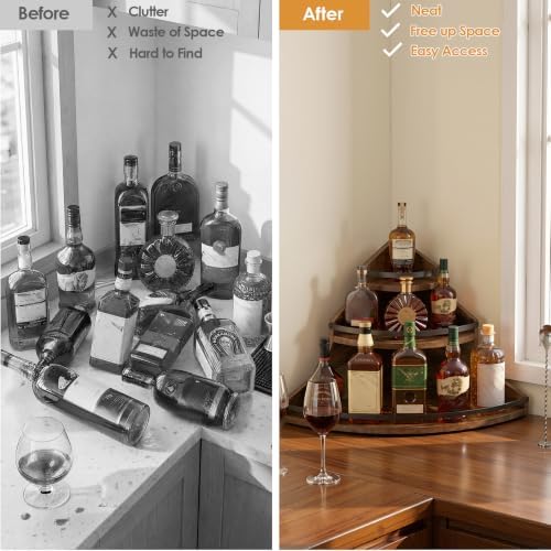 Nuovoware Liquor Bottle Display Corner Shelf, 3 Step Countertop Wine