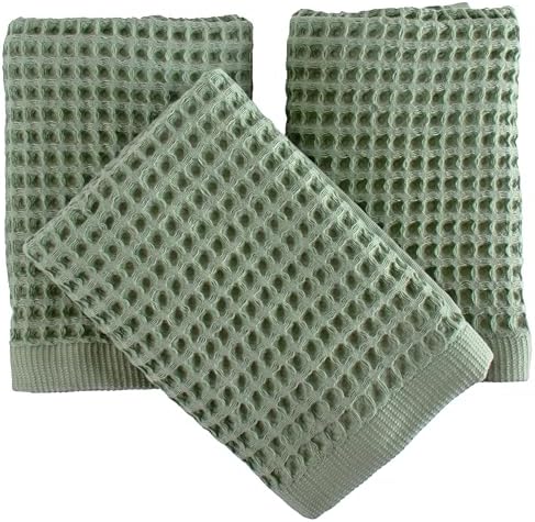 PÜSKÜL Natural 100% Turkish Cotton Waffle Hand and Kitchen Towels Set