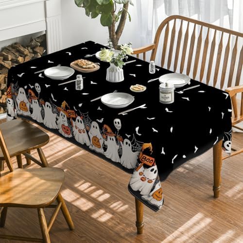 Horaldaily Halloween Tablecloth 60 x 84 Inch Rectangular Black Bat