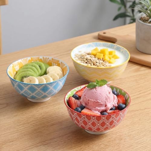 Dessert Bowls Set of 6 - Small Ceramic Bowls for Ice Cream, Snack
