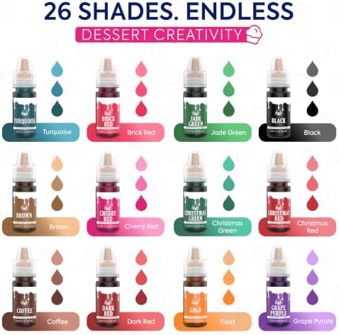 Riccle Food Coloring for Baking - 26 Bright Food Coloring Liquid Set
