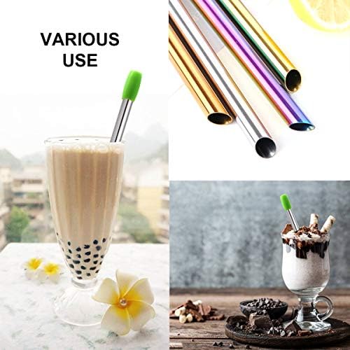 Boba Straws, Reusable Straw Metal Smoothies Jumbo Bubble Tea Tapioca