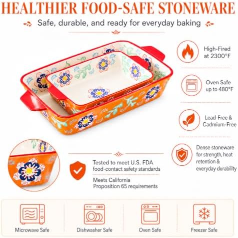 UniqueLife Ceramic Baking Dish Set, 2-Piece, 3.4QT & 1.5QT