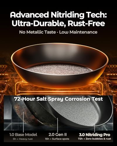 2-Piece Auto-Seasoning Carbon Steel Pan Set 10 & 12 Inch, Deep