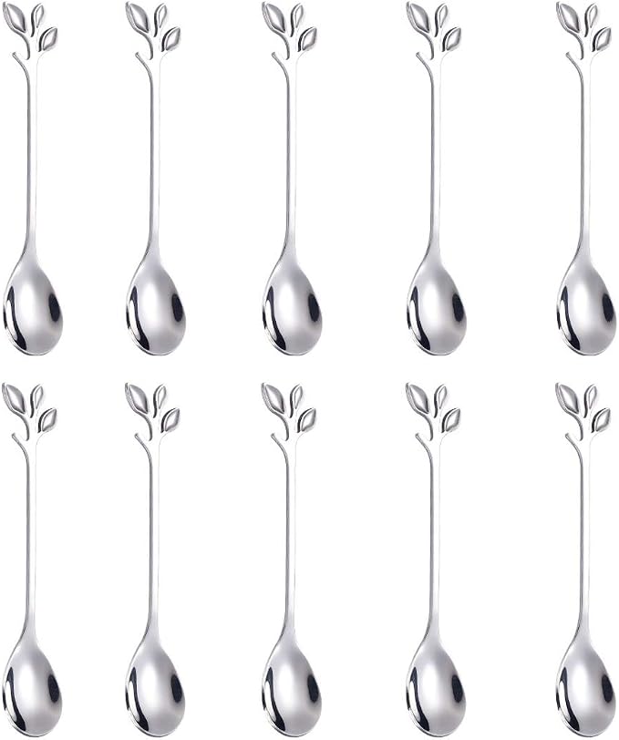 AnSaw Elegant Silver Leaf Coffee Spoons by AnSaw