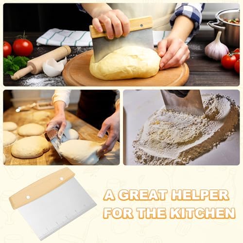 M METERXITY Multipurpose Bench Scraper, 6.5 Inch Stainless Steel Dough