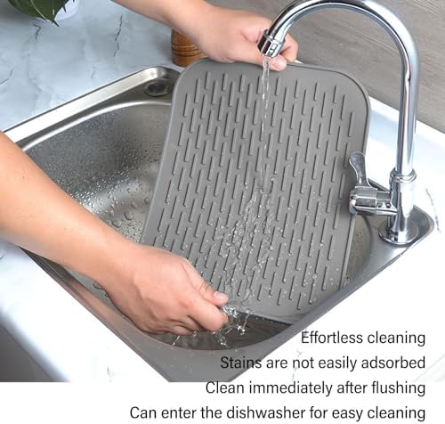 Silicone Dish Drying Mat Extra Large 30x24, Reversible Microfiber
