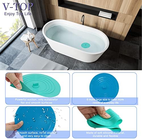 V-TOP Kitchen Drain Strainer Stopper 4 Pack, Universal 6 Inch Silicone